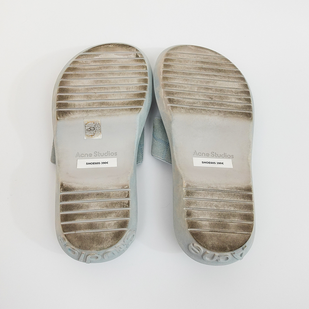 Acne Studios Light Blue Suede Patchwork Platform … - image 3